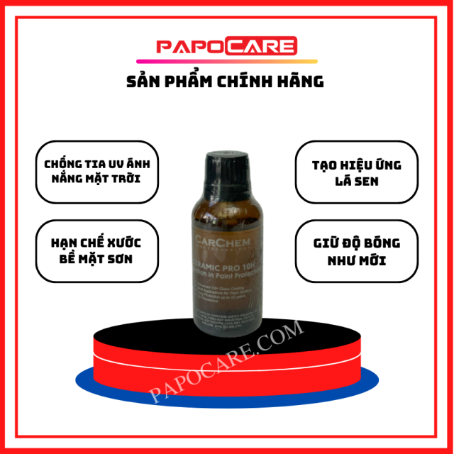 Ceramic 10H Phủ Bóng Sơn Xe, Bảo Vệ Bề Mặt Sơn Xe Máy Ô Tô – PAPOCARE