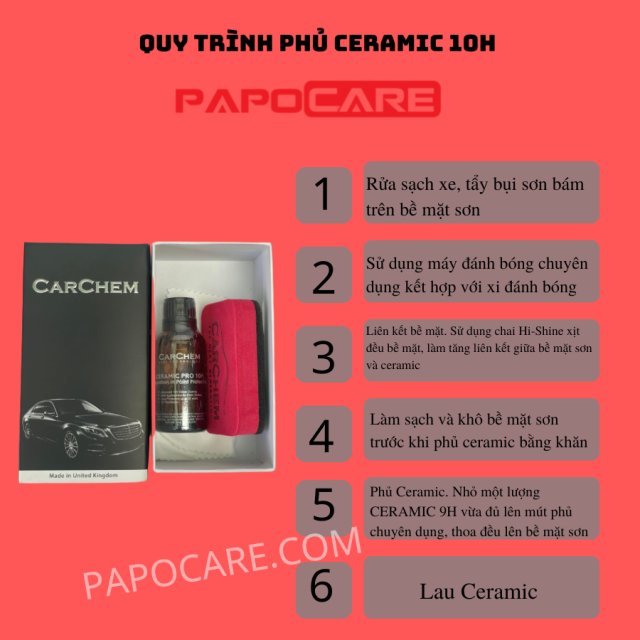 Ceramic 10H Phủ Bóng Sơn Xe, Bảo Vệ Bề Mặt Sơn Xe Máy Ô Tô – PAPOCARE