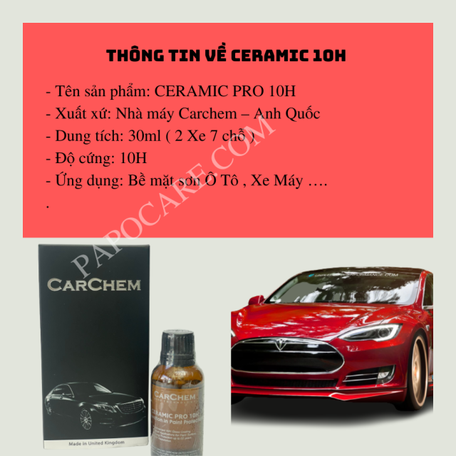 Ceramic 10H Phủ Bóng Sơn Xe, Bảo Vệ Bề Mặt Sơn Xe Máy Ô Tô – PAPOCARE