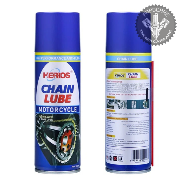 Chai Bôi Trơn Xích Xe, Dưỡng Sên Xe  HERIOS Công Nghệ Đức Dung Tích 300ml