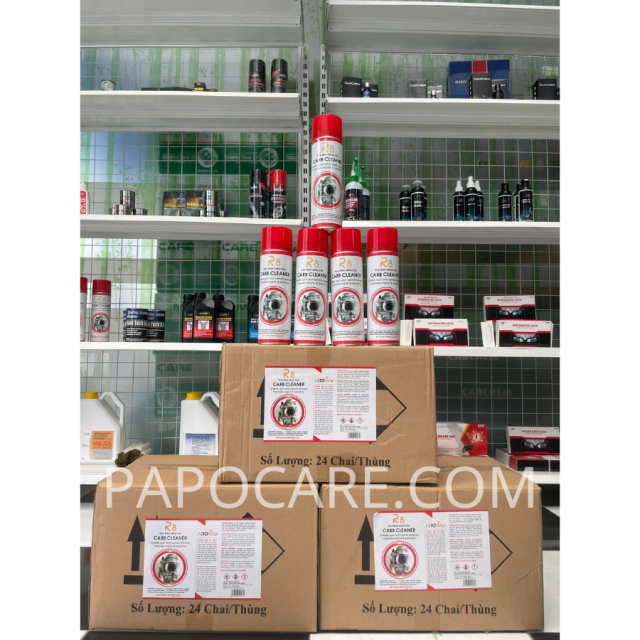 Chai Xịt Súc Bình Xăng Con, Vệ Sinh Họng Ga, Kim Phun, Nước Rửa Bộ Chế Hòa Khí Siêu Sạch R8 500ML Chính Hãng – PAPOCARE