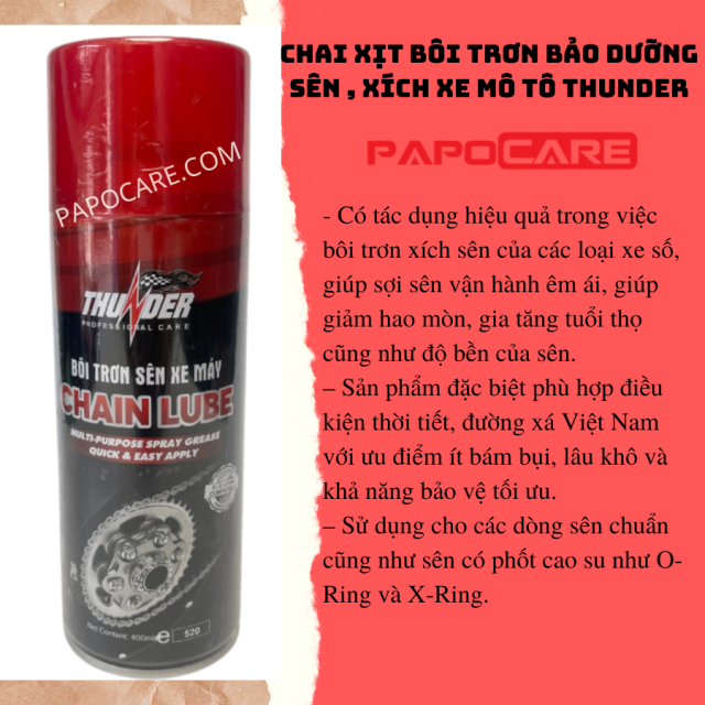 Combo Vệ Sinh Sên MC-40 , Bôi Trơn Dưỡng Sên Thunder 400ml