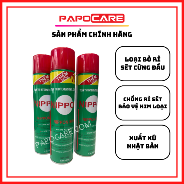 Chai Xịt Chống Rỉ Sét, Bôi Trơn Và Vệ Sinh Sên Xích Xe Máy NIPPON - PAPOCARE
