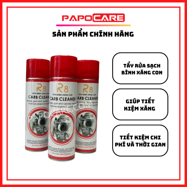 Chai Xịt Súc Bình Xăng Con, Vệ Sinh Họng Ga, Kim Phun, Nước Rửa Bộ Chế Hòa Khí Siêu Sạch R8 500ML Chính Hãng – PAPOCARE