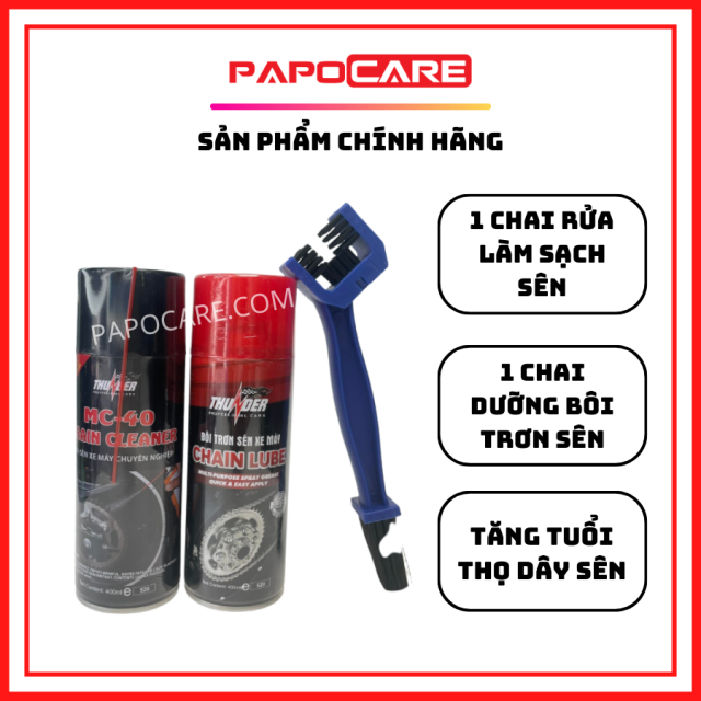 Combo Vệ Sinh Sên MC-40 , Bôi Trơn Dưỡng Sên Thunder 400ml