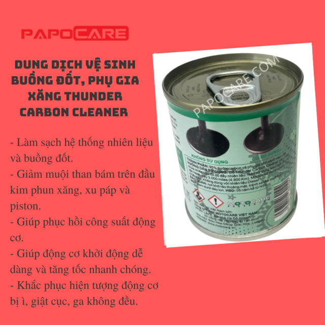 Dung Dịch Vệ Sinh Buồng Đốt, Phụ Gia Xăng Thunder Carbon Cleaner 75ml - PAPOCARE