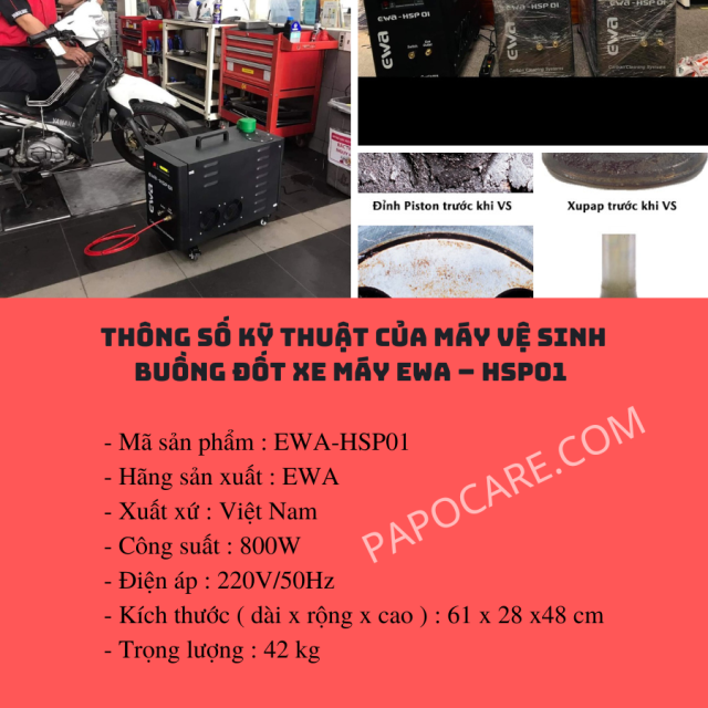 Máy Vệ Sinh Buồng Đốt Xe Máy EWA – HSP01  - PAPOCARE