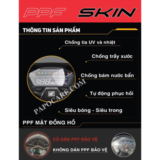 Film PPF, Miếng Dán PPF , Phim Dán Bảo Vệ Mặt Đồng Hồ Xe Máy - PAPOCARE