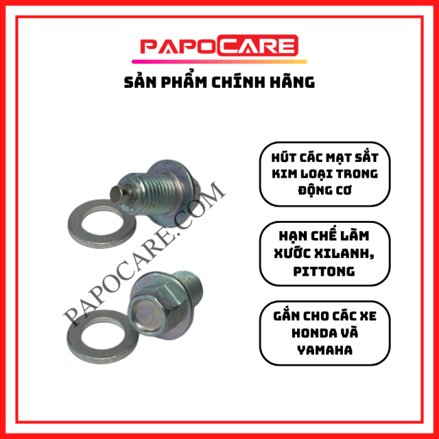 Ốc Xả Nhớt Nam Châm Cho Xe Honda Và Yamaha, Ốc Ren 12 Đầu Ốc 12 – PAPOCARE